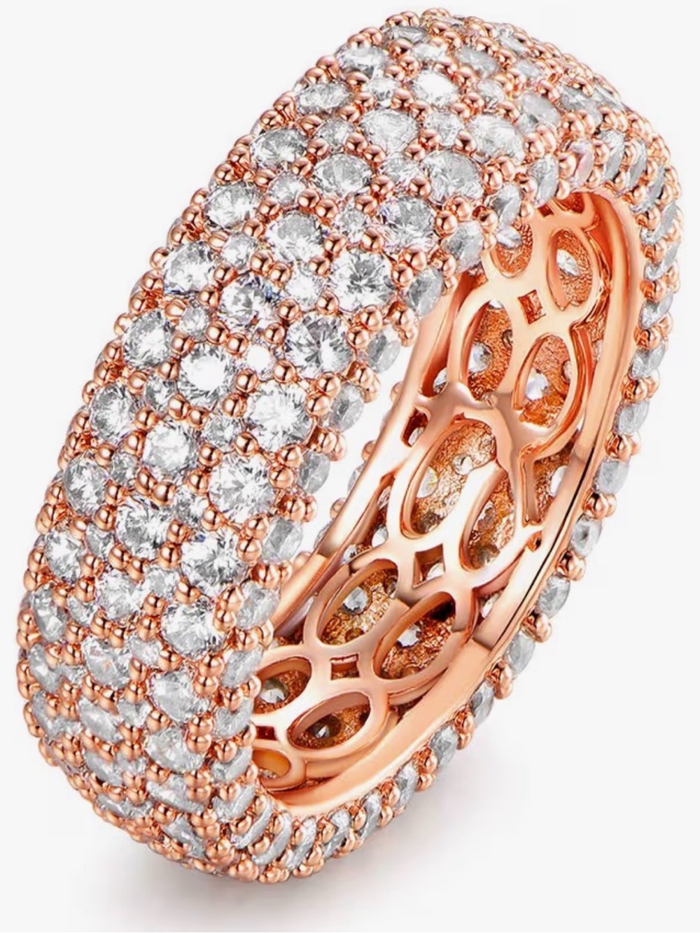 Rose Gold Pave Eternity Band with Clear Stones